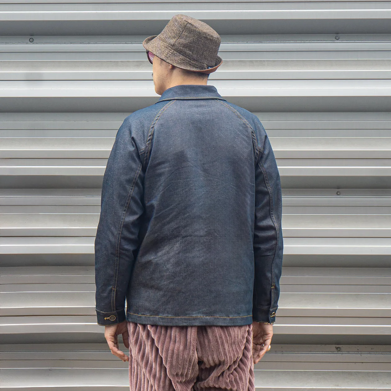 Indigo Brass Denim Uprock Coach Jacket