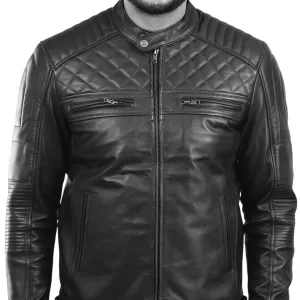 MENS LEATHER JACKET 410138(BLACK)