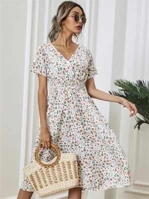 Summer Floral Sleeveless Midi Dress